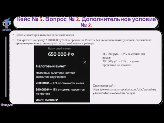 Кейс № 5. Вопрос № 2. Дополнительное условие № 2.