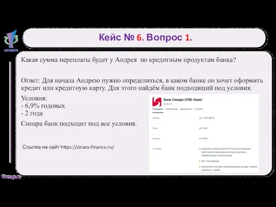 Кейс № 6. Вопрос 1. Какая сумма переплаты будет у