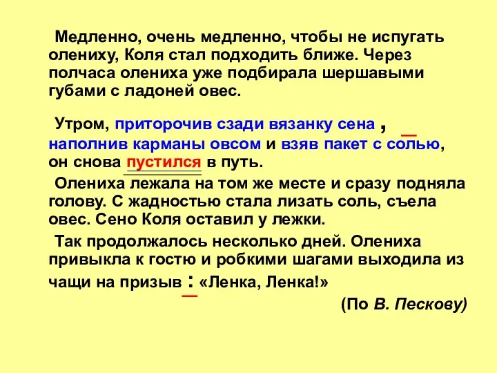 Медленно, очень медленно, чтобы не испугать олениху, Коля стал подходить