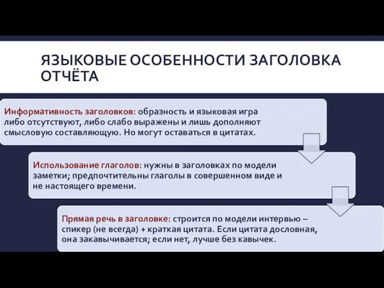 ЯЗЫКОВЫЕ ОСОБЕННОСТИ ЗАГОЛОВКА ОТЧЁТА