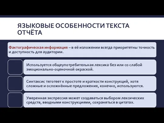 ЯЗЫКОВЫЕ ОСОБЕННОСТИ ТЕКСТА ОТЧЁТА