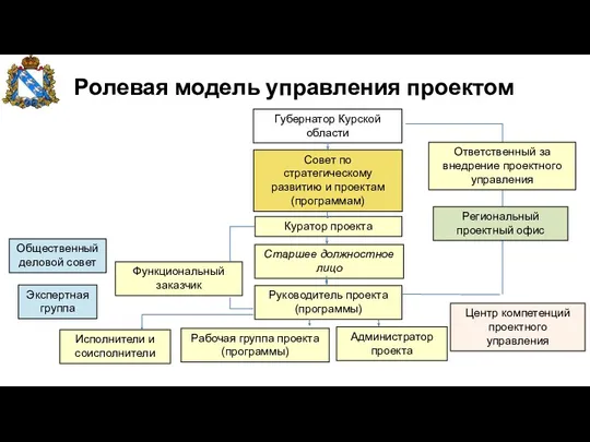 Ролевая модель управления проектом Губернатор Курской области Совет по стратегическому