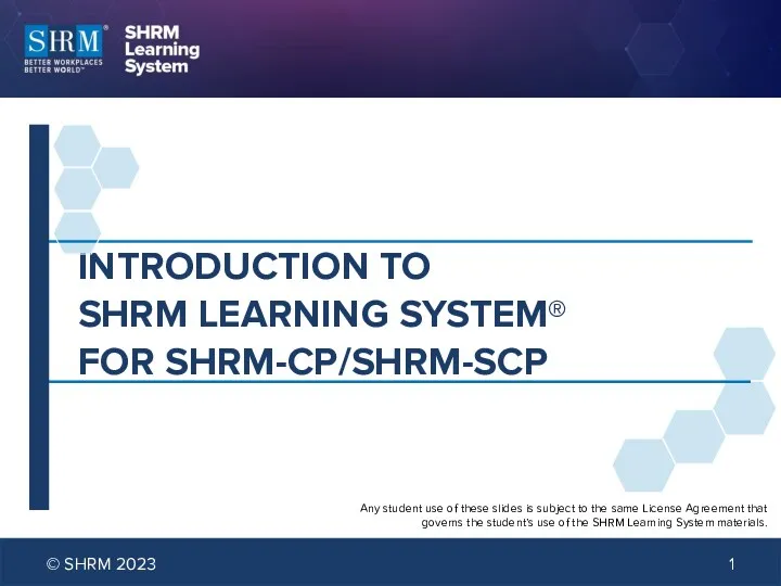 Introduction to SHRM Learning System ® SHRM-C/SHRM-SCP