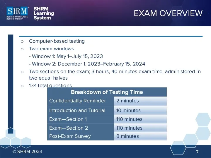 Computer-based testing Two exam windows - Window 1: May 1–July