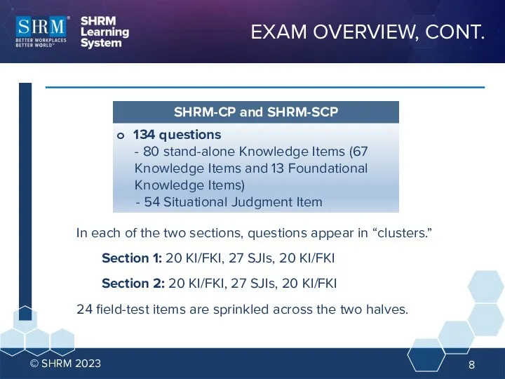 In each of the two sections, questions appear in “clusters.”