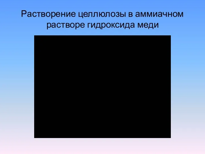 Растворение целлюлозы в аммиачном растворе гидроксида меди