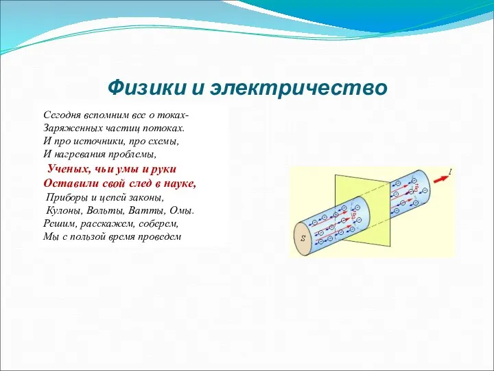 Физики и электричество Сегодня вспомним все о токах- Заряженных частиц