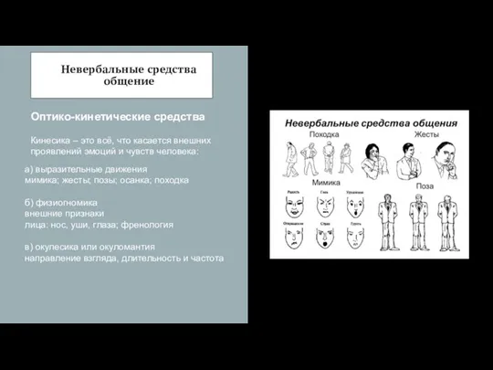 Оптико-кинетические средства Кинесика – это всё, что касается внешних проявлений