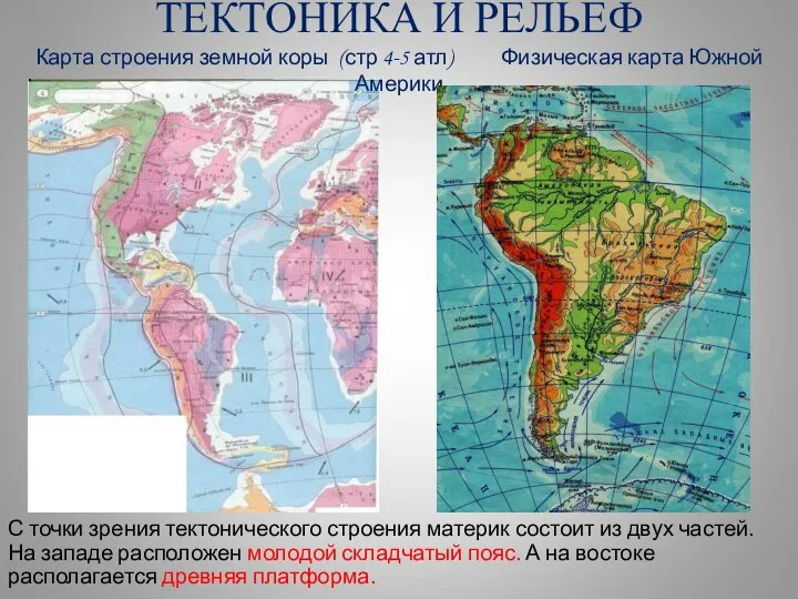 ТЕКТОНИКА И РЕЛЬЕФ Карта строения земной коры (стр 4-5 атл)