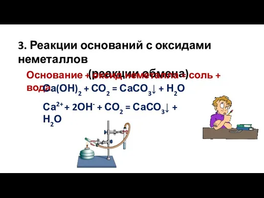 3. Реакции оснований с оксидами неметаллов (реакции обмена) Основание +