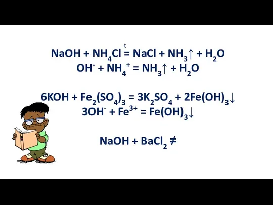 NaOH + NH4Cl = NaCl + NH3↑ + H2O OH-