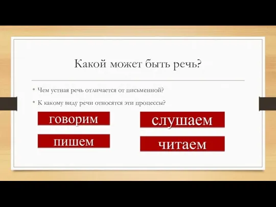 Какой может быть речь? Чем устная речь отличается от письменной?