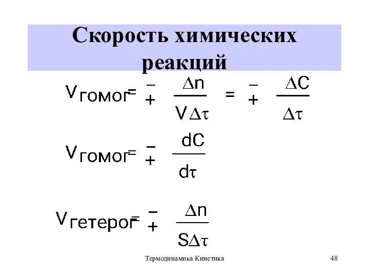 Термодинамика Кинетика Скорость химических реакций