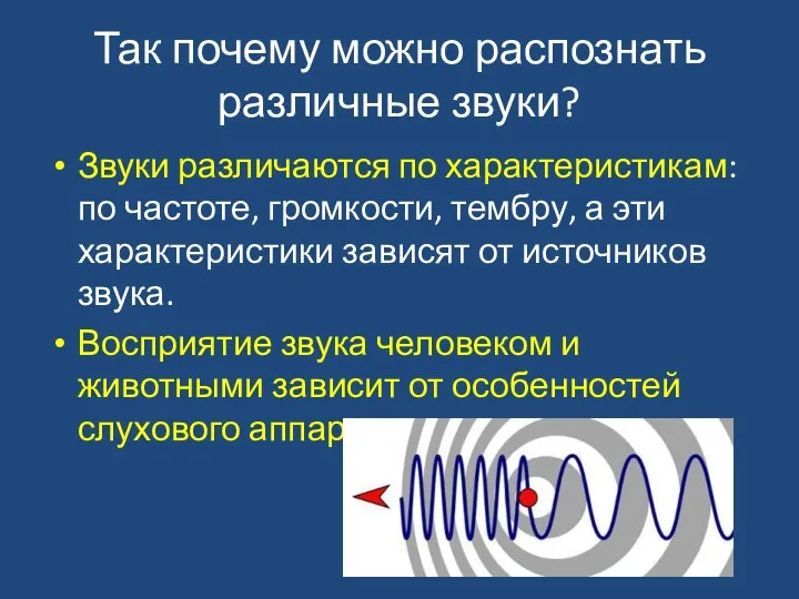 Так почему можно распознать различные звуки? Звуки различаются по характеристикам: