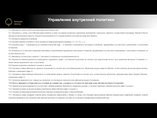 Управление внутренней политики *(1) Заполняется в случае, если Получателем является