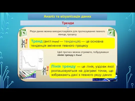 Аналіз та візуалізація даних Тренди Ряди даних можна використовувати для