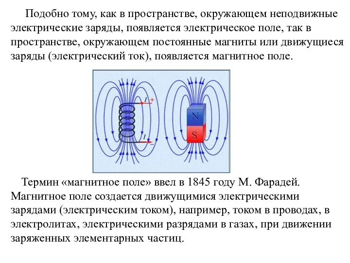 Подобно тому, как в пространстве, окружающем неподвижные электрические заряды, появляется