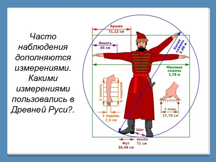 Часто наблюдения дополняются измерениями. Какими измерениями пользовались в Древней Руси?.