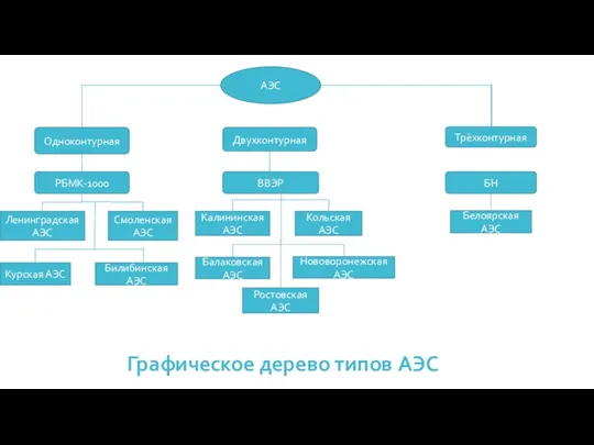 АЭС Одноконтурная Двухконтурная Трёхконтурная РБМК-1000 ВВЭР БН Ленинградская АЭС Смоленская