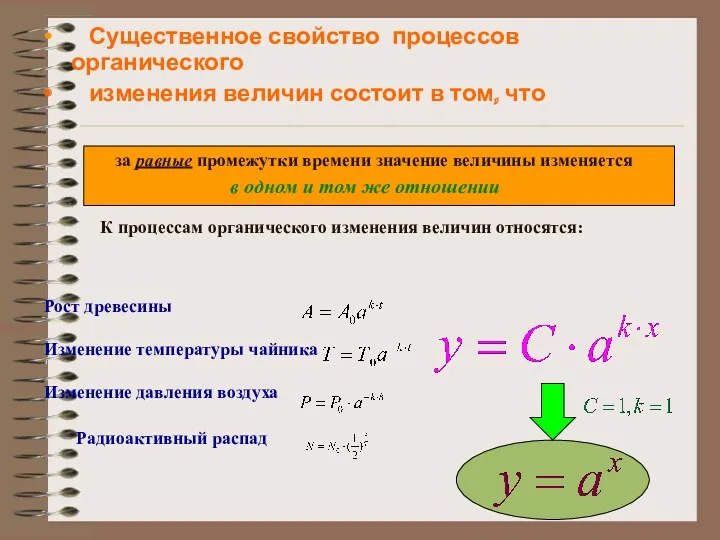 Существенное свойство процессов органического изменения величин состоит в том, что