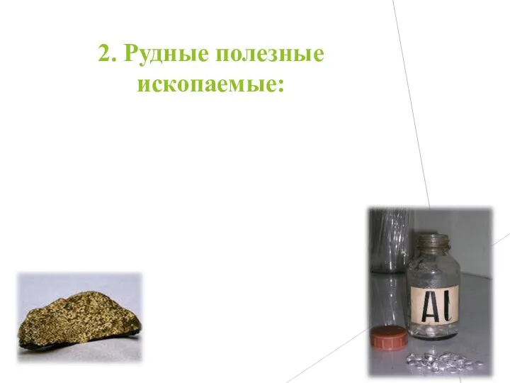 2. Рудные полезные ископаемые: