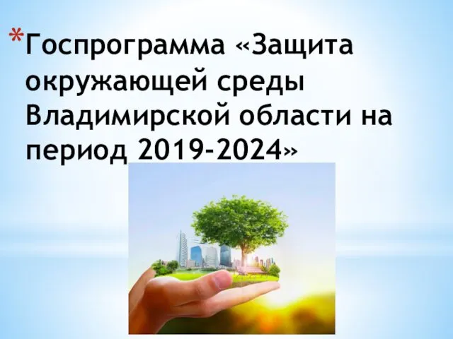 Госпрограмма «Защита окружающей среды Владимирской области на период 2019-2024»