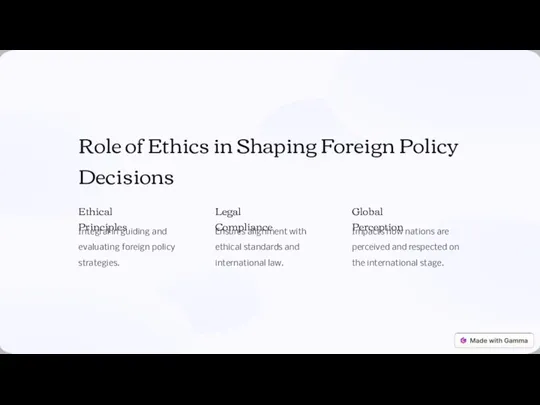Role of Ethics in Shaping Foreign Policy Decisions Ethical Principles