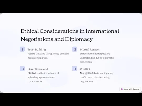 Ethical Considerations in International Negotiations and Diplomacy 1 Trust Building