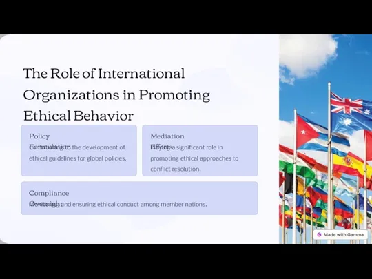The Role of International Organizations in Promoting Ethical Behavior Policy