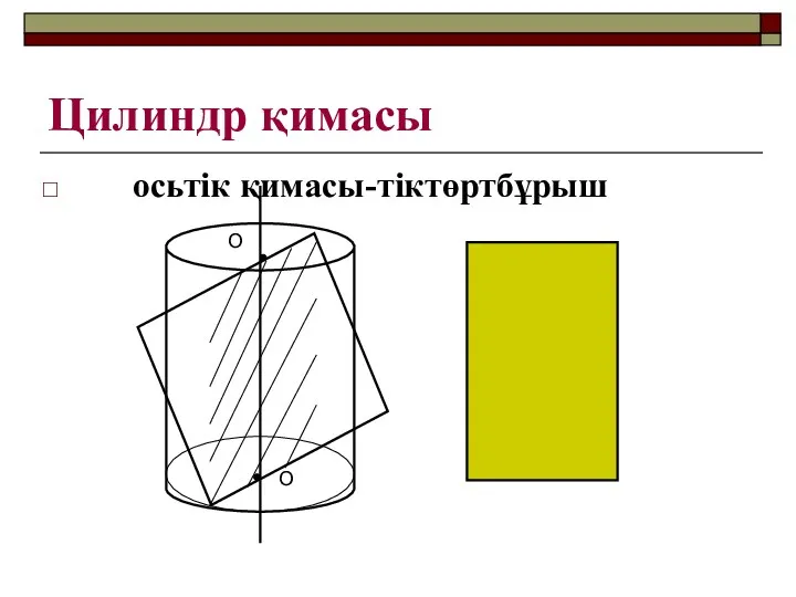 Цилиндр қимасы осьтік қимасы-тіктөртбұрыш О О