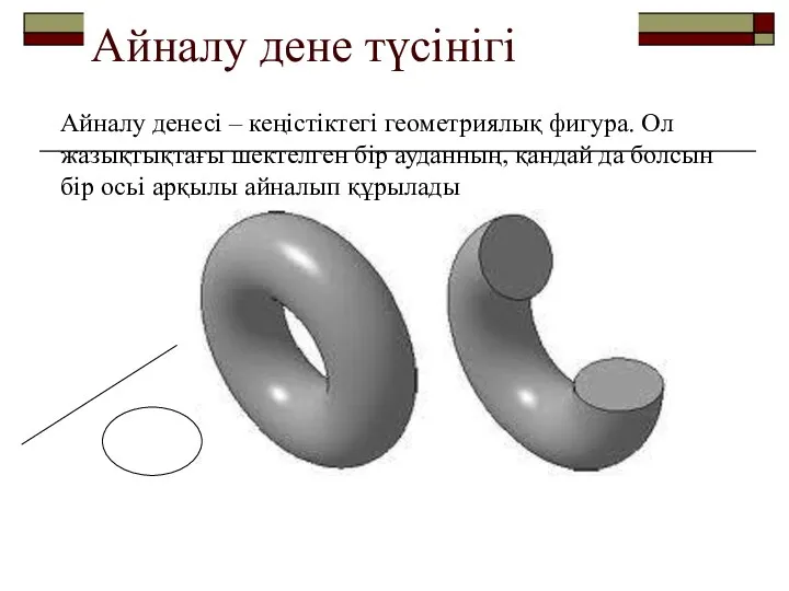 Айналу денесі – кеңістіктегі геометриялық фигура. Ол жазықтықтағы шектелген бір