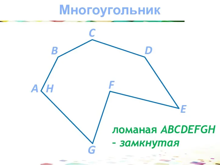 Многоугольник A C B D F E G H ломаная ABCDEFGH – замкнутая