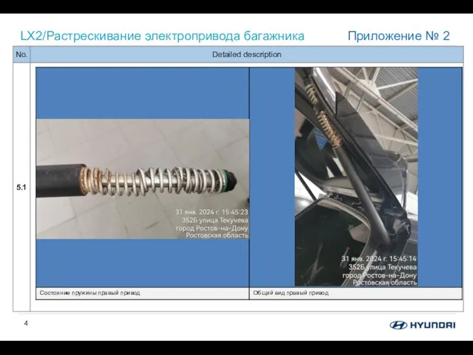 LX2/Растрескивание электропривода багажника Приложение № 2