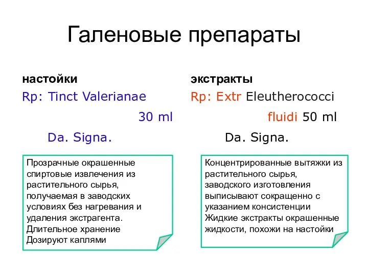 Галеновые препараты настойки Rp: Tinct Valerianae 30 ml Da. Signa.