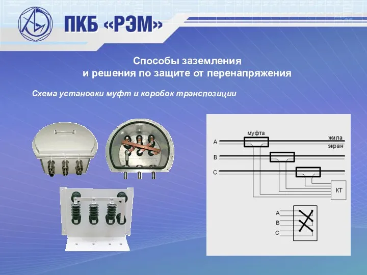 Способы заземления и решения по защите от перенапряжения Схема установки муфт и коробок транспозиции