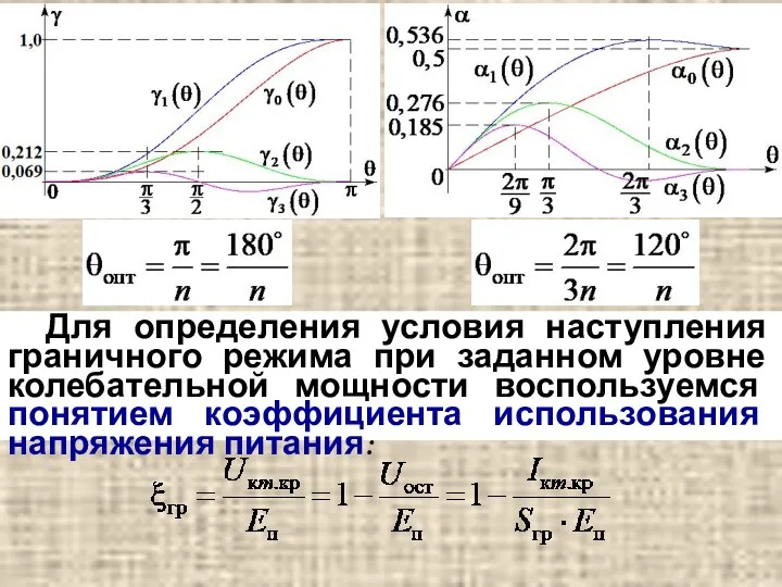 Для определения условия наступления граничного режима при заданном уровне колебательной