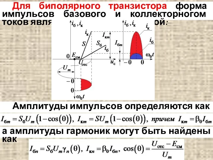 Для биполярного транзистора форма импульсов базового и коллекторногом токов является