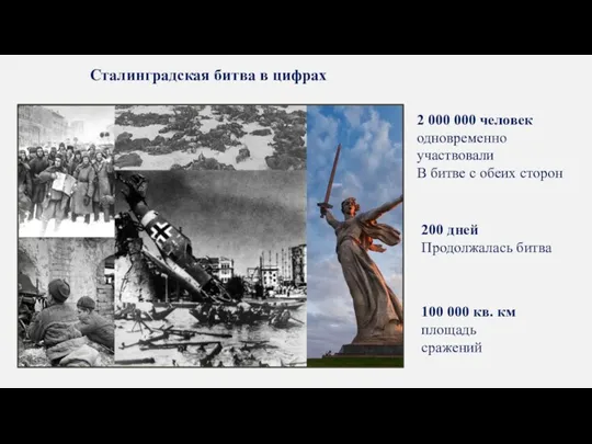 Сталинградская битва в цифрах 2 000 000 человек одновременно участвовали В битве с