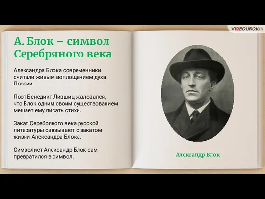 А. Блок – символ Серебряного века Александра Блока современники считали