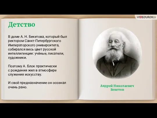 Детство В доме А. Н. Бекетова, который был ректором Санкт-Петербургского