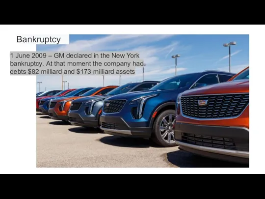 Bankruptcy 1 June 2009 – GM declared in the New York bankruptcy. At