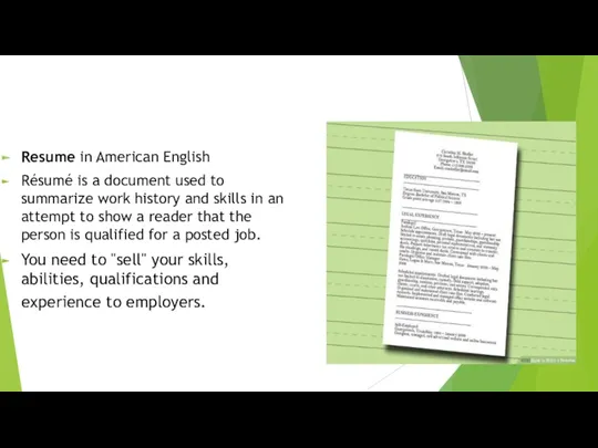 Resume in American English