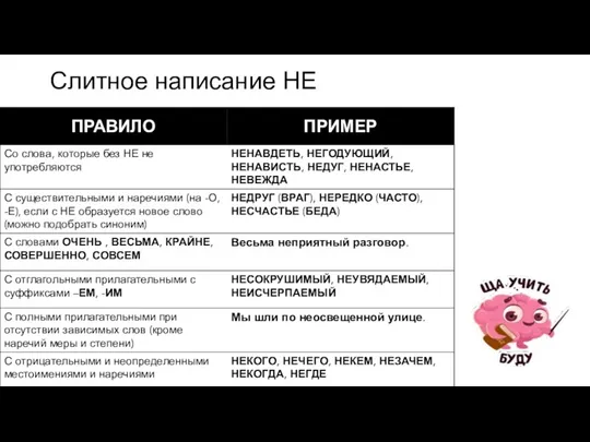 Слитное написание НЕ