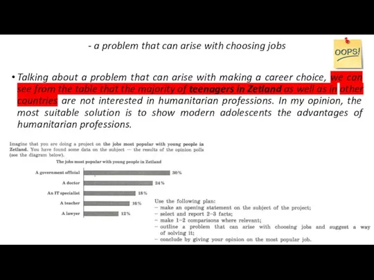 - a problem that can arise with choosing jobs Talking