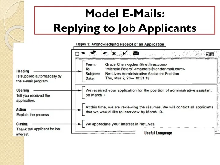 Model E-Mails: Replying to Job Applicants