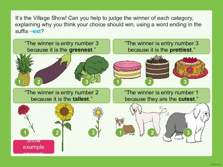 It’s the Village Show! Can you help to judge the