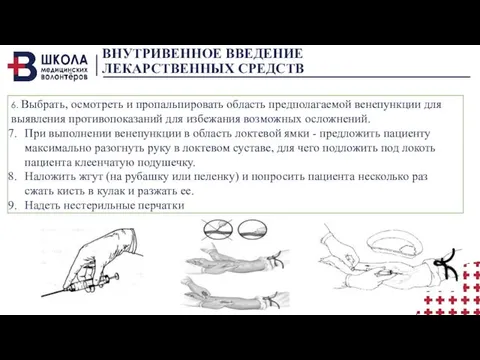 ВНУТРИВЕННОЕ ВВЕДЕНИЕ ЛЕКАРСТВЕННЫХ СРЕДСТВ 6. Выбрать, осмотреть и пропальпировать область