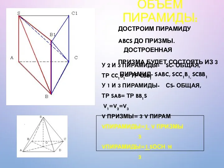 ОБЪЕМ ПИРАМИДЫ: У 2 И 3 ПИРАМИДЫ- SC- ОБЩАЯ, ТР