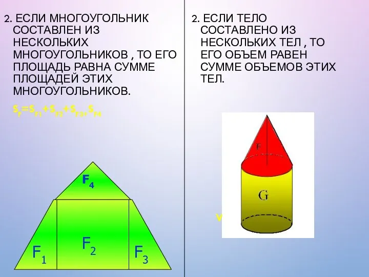 2. ЕСЛИ МНОГОУГОЛЬНИК СОСТАВЛЕН ИЗ НЕСКОЛЬКИХ МНОГОУГОЛЬНИКОВ , ТО ЕГО