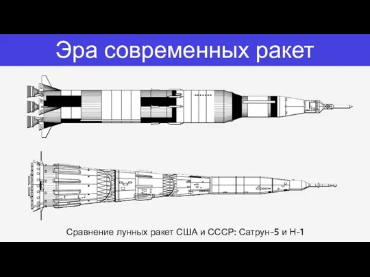 Эра современных ракет Сравнение лунных ракет США и СССР: Сатрун-5 и Н-1